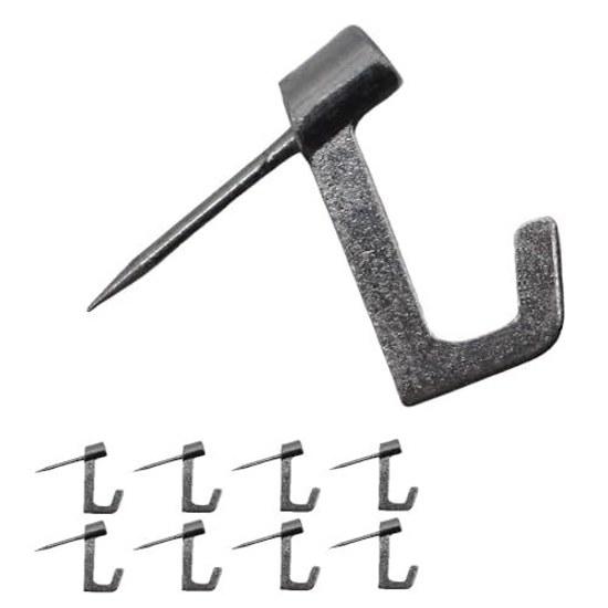 Wall-mounted hook push pin gypsum board non-damaging walls rental weight capacity 2.5kg metal iron picture frame black 8 pieces.