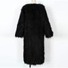 Женские шубы из искусственного меха с длинным рукавом, с открытым швом, длинные куртки с V-образным вырезом, плотное пальто, элегантная женская верхняя одежда на осень и зиму