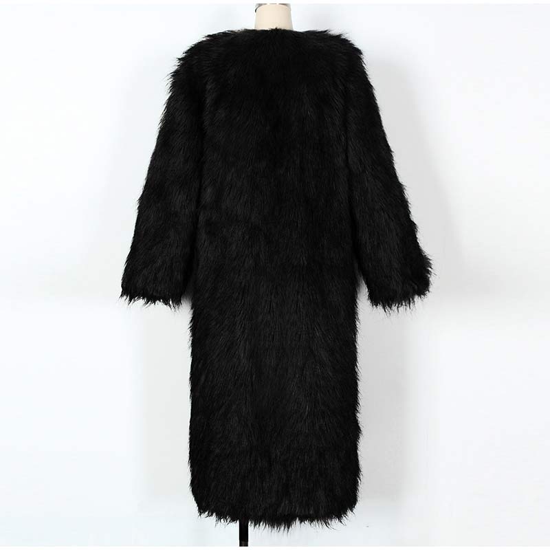 Женские шубы из искусственного меха с длинным рукавом, с открытым швом, длинные куртки с V-образным вырезом, плотное пальто, элегантная женская верхняя одежда на осень и зиму