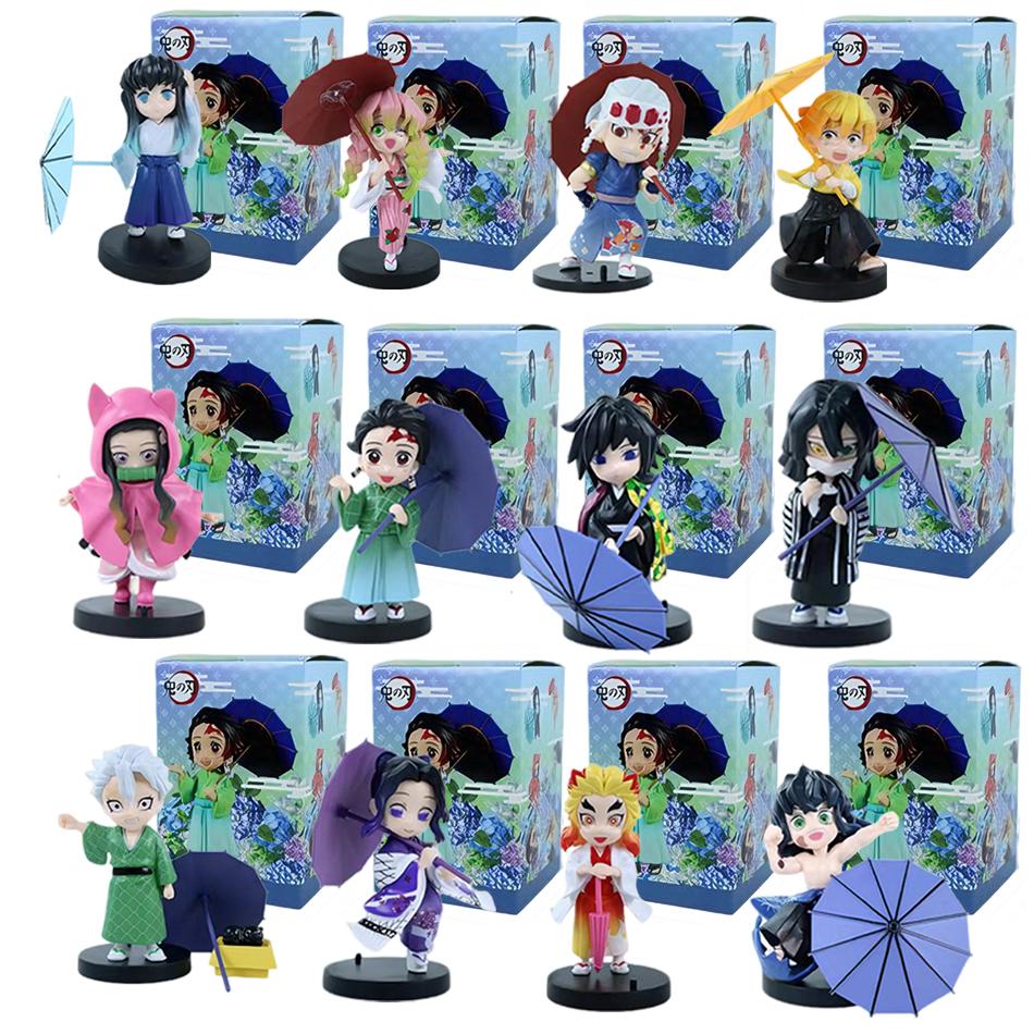 В наличии 12 см кавайная Серия сливового дождя из Клинок, рассекающий демонов, с коробкой, ручная работа, модель, фигурка-орнамент-подарок, нет Яиба, Камадо, Незуко