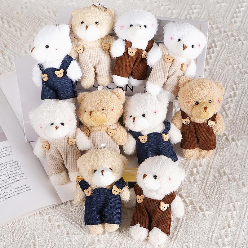 50Pcslot Plush Teddy Bears Toys Pendant Animal Stuffed Dolls Kawaii Girl Mini Bear Key Chain Bag Pendant Children Party Gifts