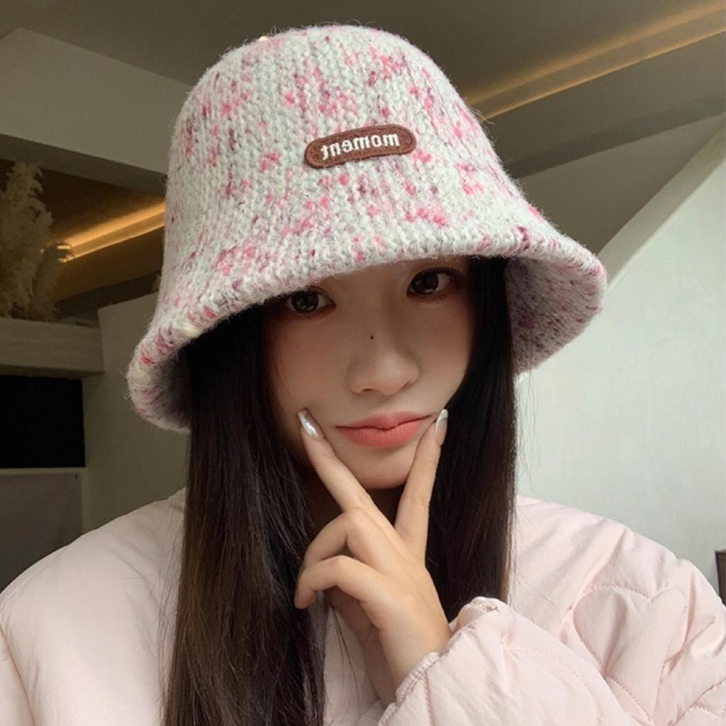 New Bucket Hat Women's Autumn and Winter Fashion Warm Knitted Basin Hat