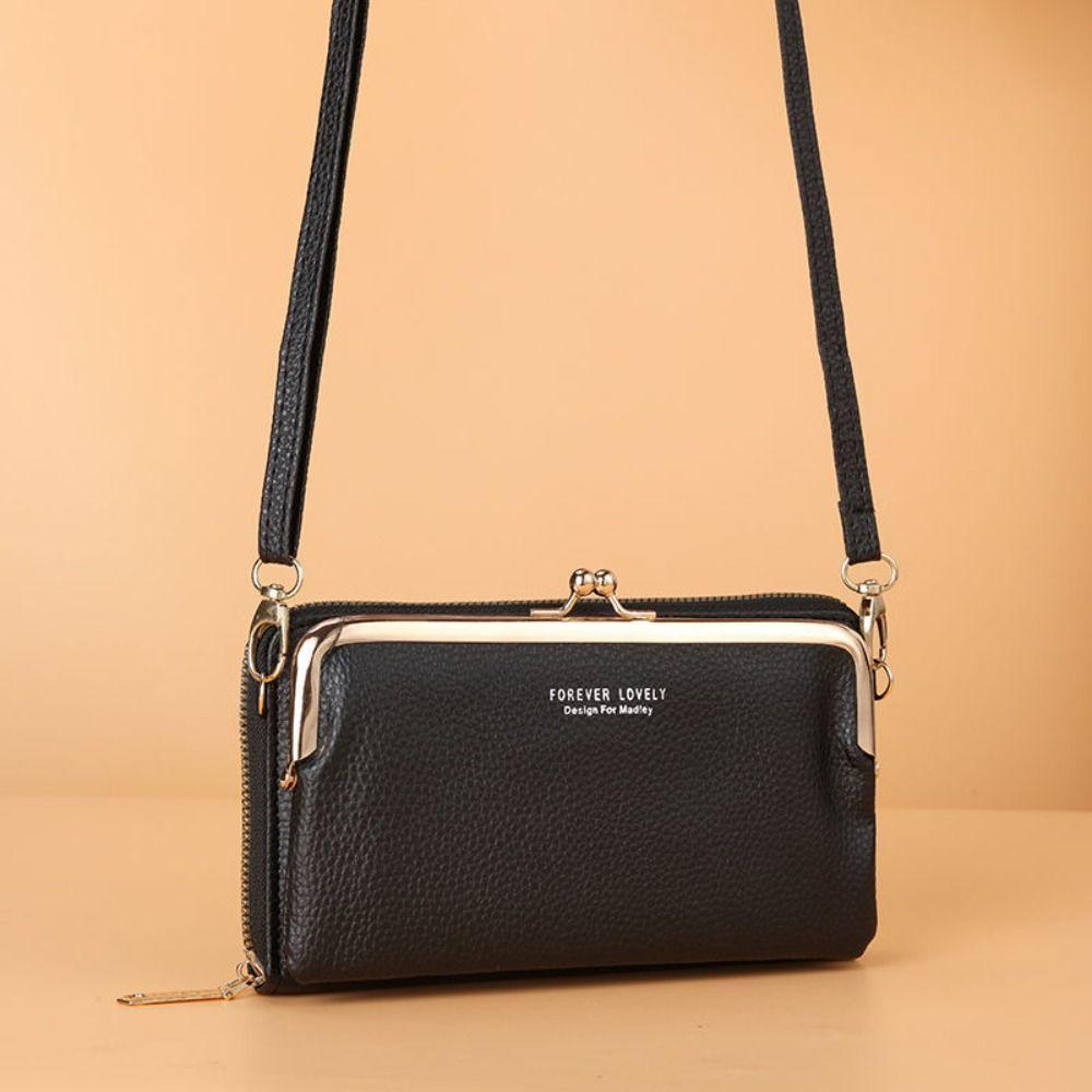 Кошелек из кожи на молнии, женский держатель для карт, простая сумка через плечо для телефона