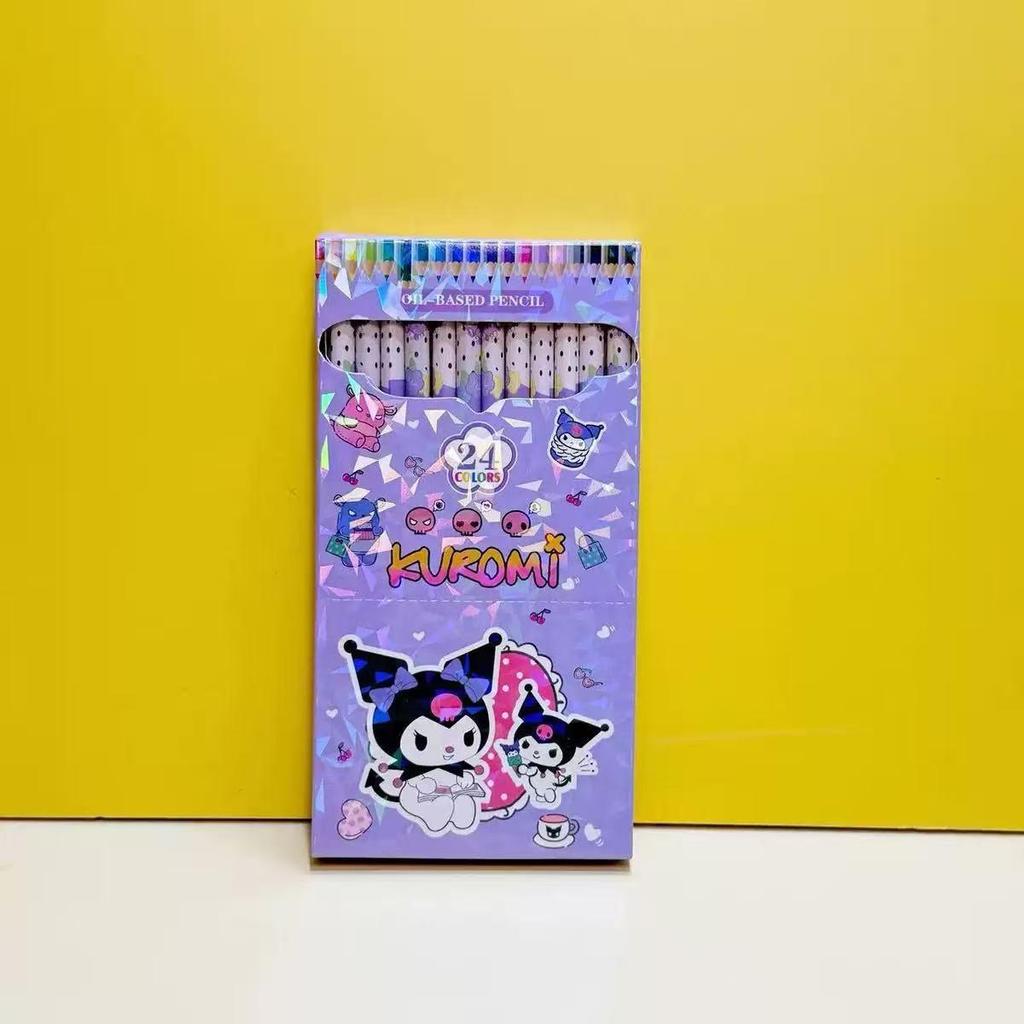 Набор цветных карандашей Kuromi для детей, 12 цветов, для рисования и скетчинга