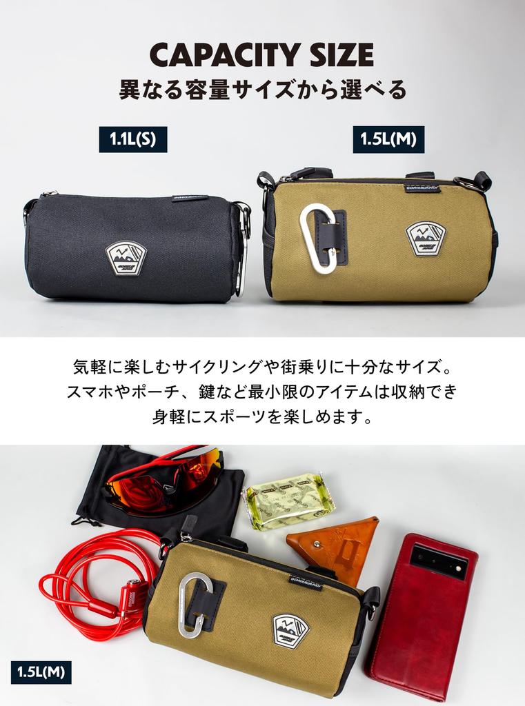 GORIX (KARA) Front Bag, Compact and Compact for Road Bikes, Bicycles, and Mini Velos (Olive x Black, Size M)