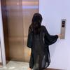 Женский пляжный солнцезащитный кардиган с рукавами «летучая мышь», шаль больших размеров, свободный внешний шифон с длинными рукавами, сплошной цвет до середины икры