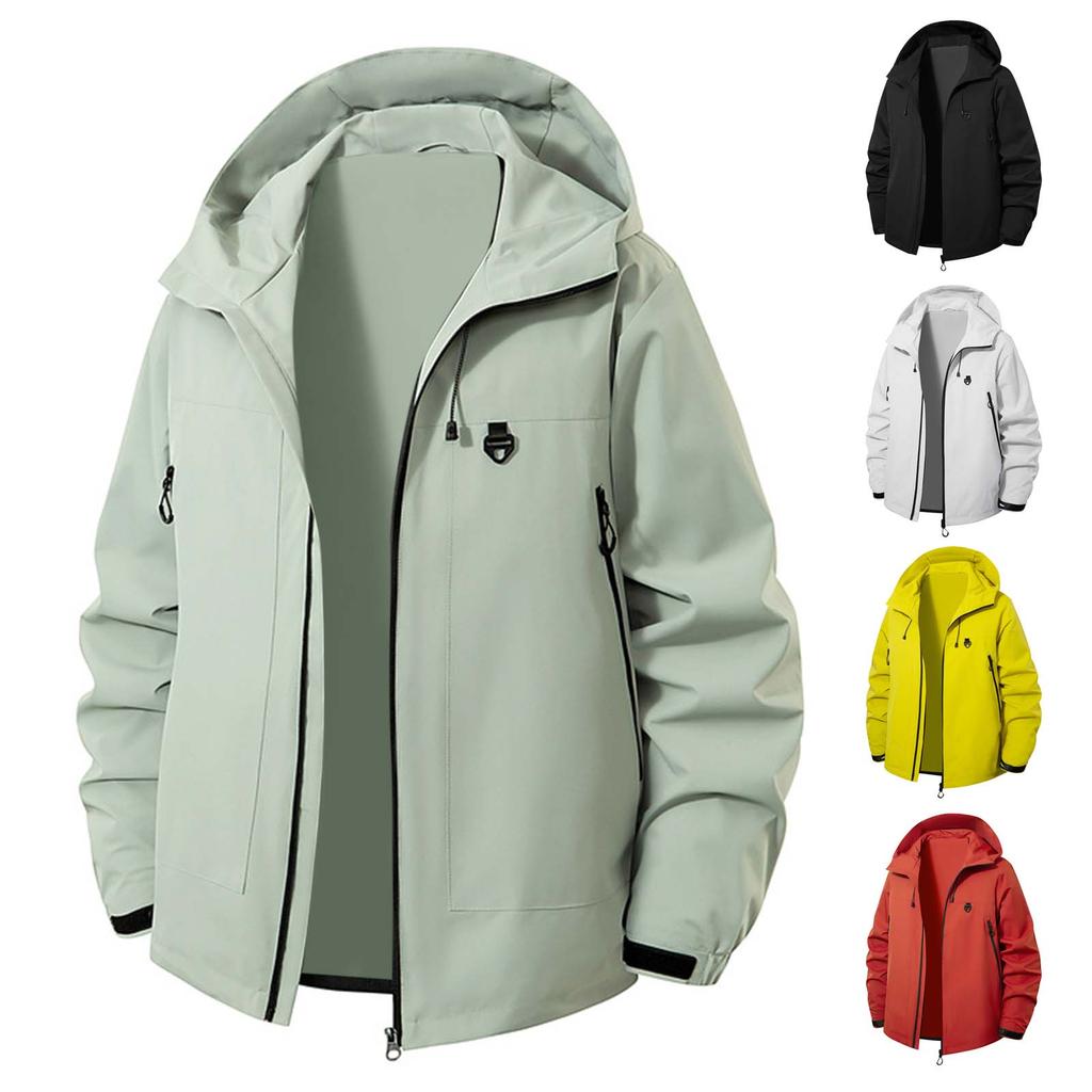 Men's Hooded Jacket Waterproof Wear-Resistant Casual Sports Outdoor Mountaineering Jacket
