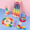 Kids Musical Instrument Wooden Xylophone Twisting Worm Rainbow Tower Clock Shape