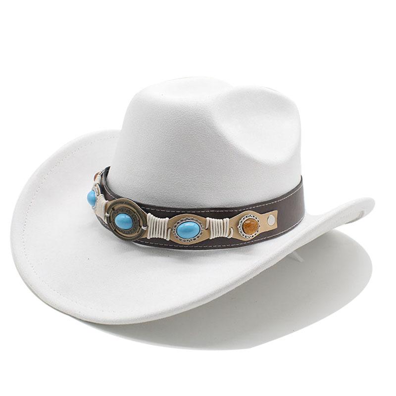 Фетровая шляпа ковбоя в стиле вестерн, тибетский цилиндр, бирюзовые аксессуары, джазовая шляпа, замшевая шляпа
