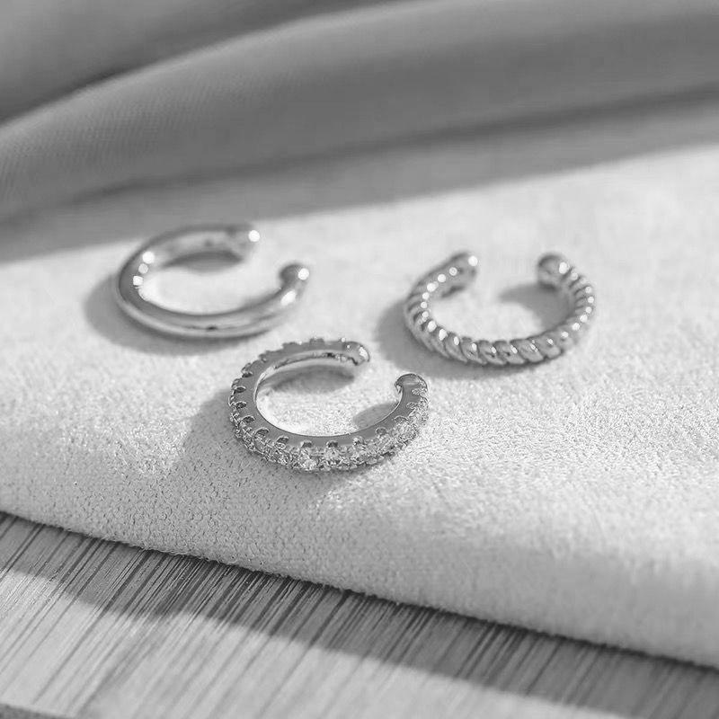 2025 New Fashion Gold Color Circle Non-Piercing Ear Clip Earrings for Women Man Fake Piercing Ear Cuff Earrings Zircon Set Gift