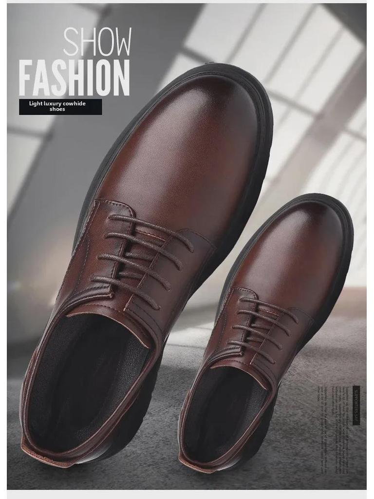 Мужские туфли 2024 года из черной кожи, увеличивающие рост, 10 см, формальные и повседневные, дышащий зимний дизайн