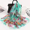 160*50cm Women Flower Print Long Soft Wrap Scarf Simulation Silk Shawl Scarves