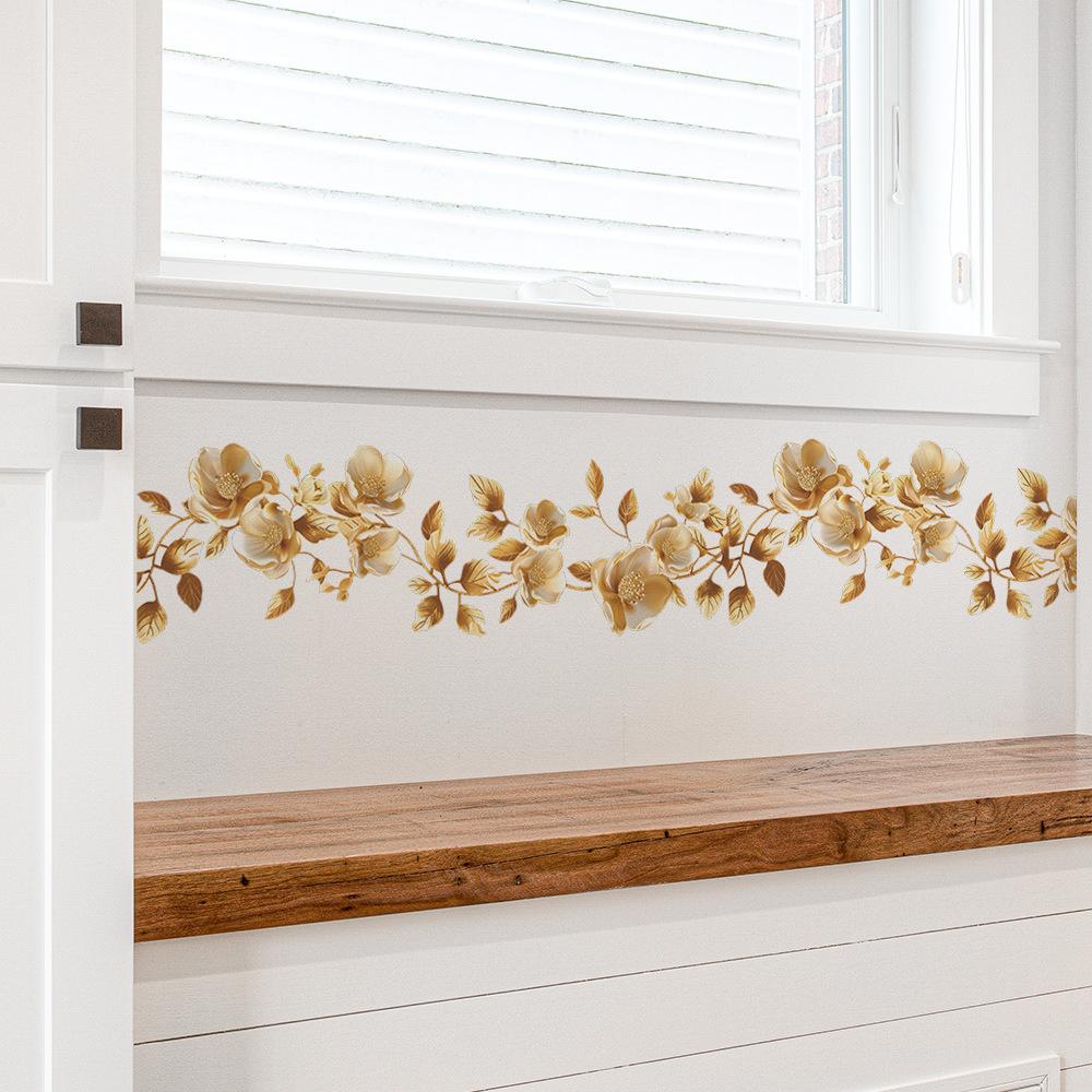 Золотые цветы спальня гостиная кабинет фон ландшафтный дизайн настенная наклейка