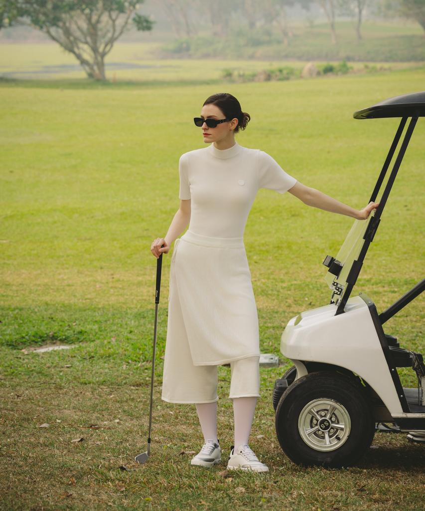 OBER GOLF Knit Wrap Layered Half Pants (Ivory)