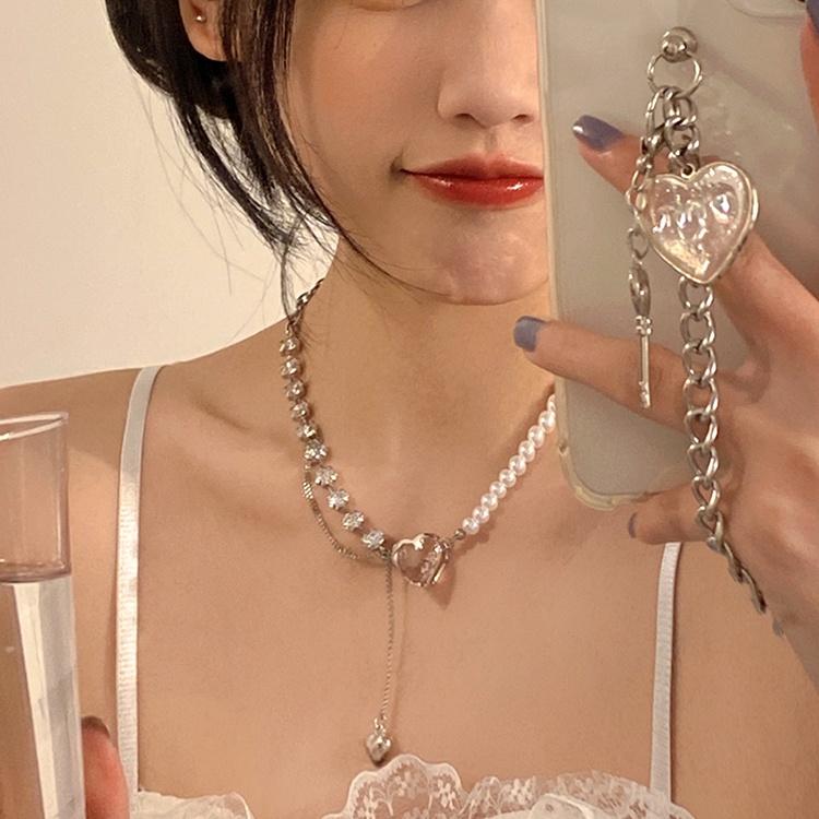 iF ME Корейское ожерелье с розовым сердечком, стильная цепочка, модное ожерелье для женщин, аксессуары, ювелирные изделия