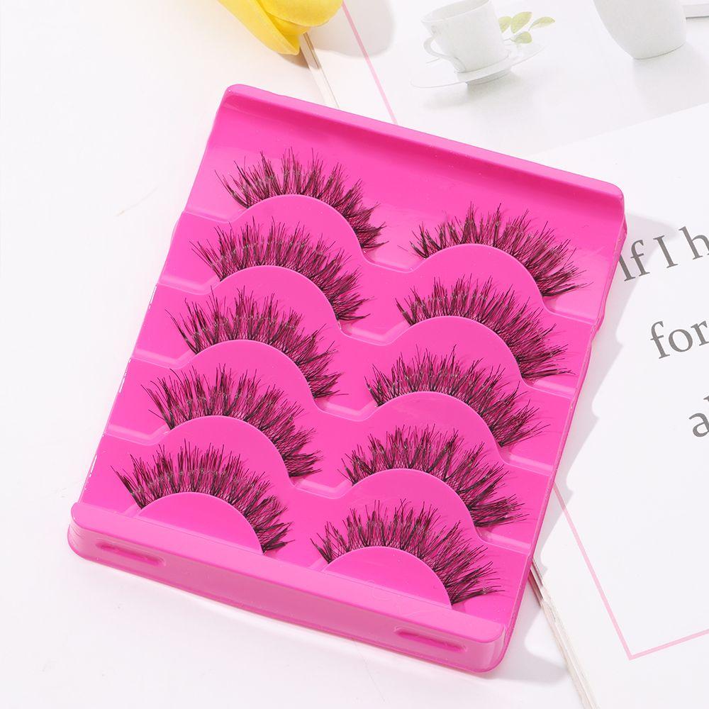 5 Pairs Beauty Makeup Black Cross Thick False Fake Eyelashes Eye Lashes Extension