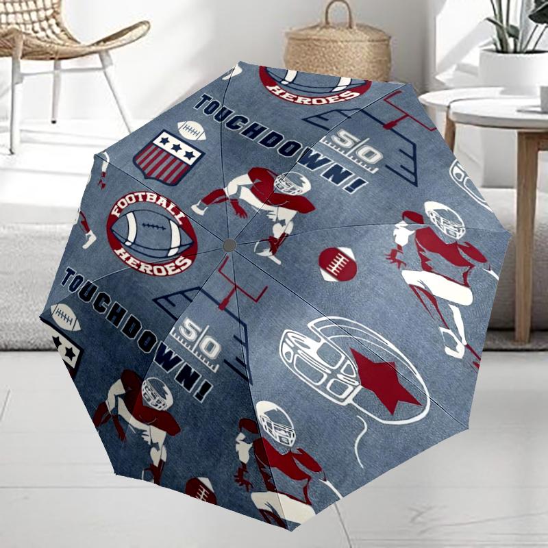 American football Theme Automatic Umbrella, Lightweight & Portable, 8 Rib, Perfect for Outdoor Travel, Birthdays, Christmas, Gifts.