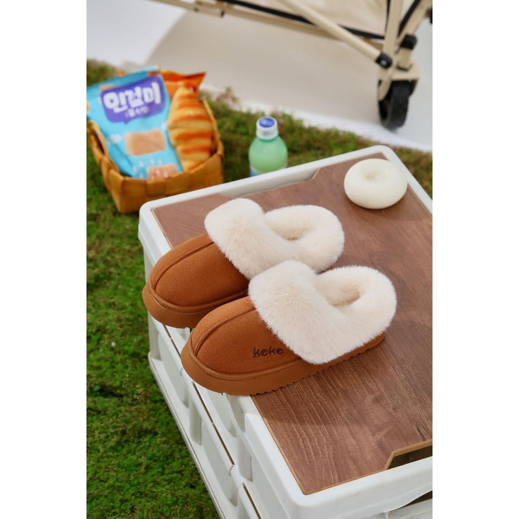 Winter Velvet Thickened Cotton Slippers for Women, Anti Slip and Warm for External Wear, Household Slippers for Indoor Use, Winter Cotton Slippers