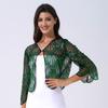 Womens Hollow Lace Cardigan Lightweight Long Sleeve Sequin Bolero Shrug Loose Casual Shawl Tops