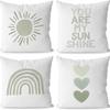 Sun Rainbow  HeartPrinted Pillow Covers Pattern Cushion Cover Suitable For Sofa Bedroom Car Pillow Cover