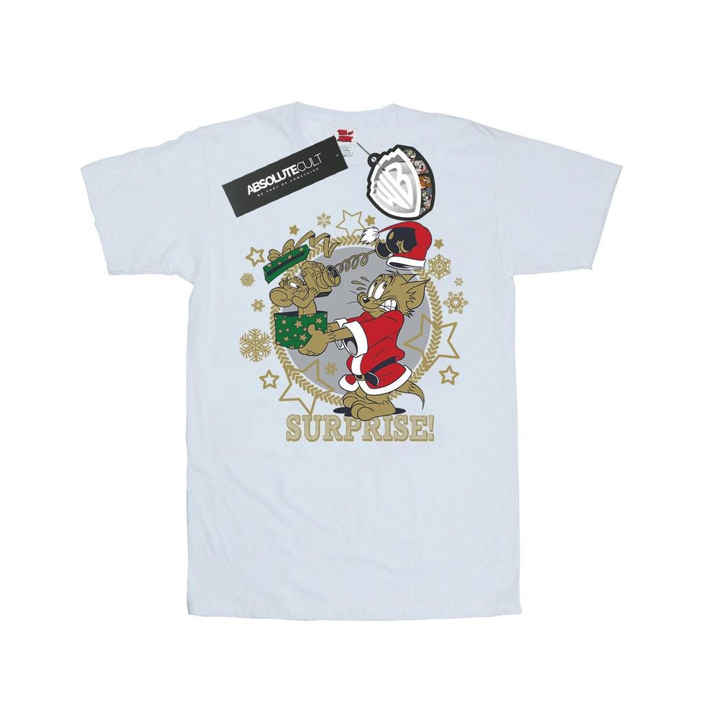Tom And Jerry Womens/Ladies Christmas Surprise Cotton Boyfriend T-Shirt