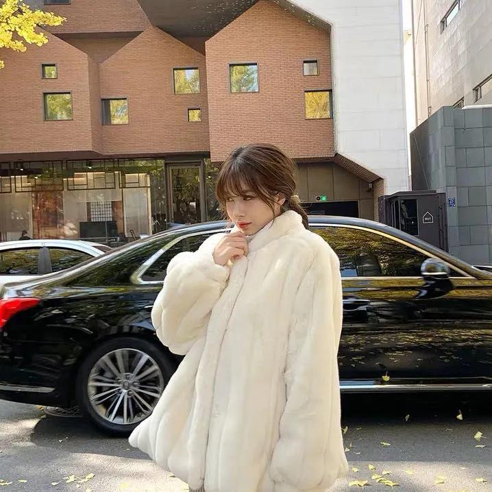 WTEMPO Женские ветрозащитные утепленные куртки из искусственного меха большого размера с воротником-стойкой, толстые теплые плюшевые пальто на осень-зиму