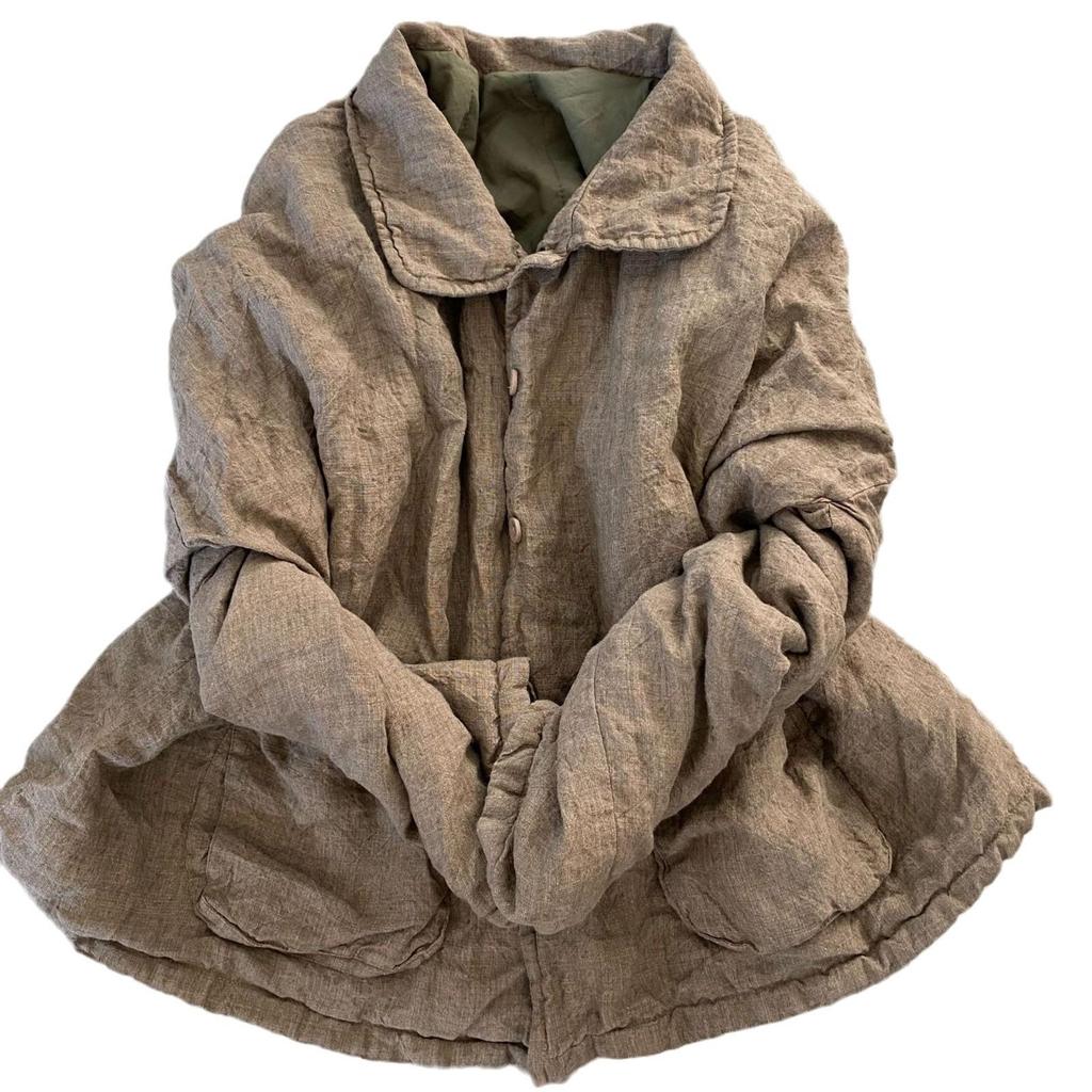 Johnature Женские пальто с отложным воротником в китайском стиле с длинным рукавом и пуговицами, зимние однотонные винтажные пальто