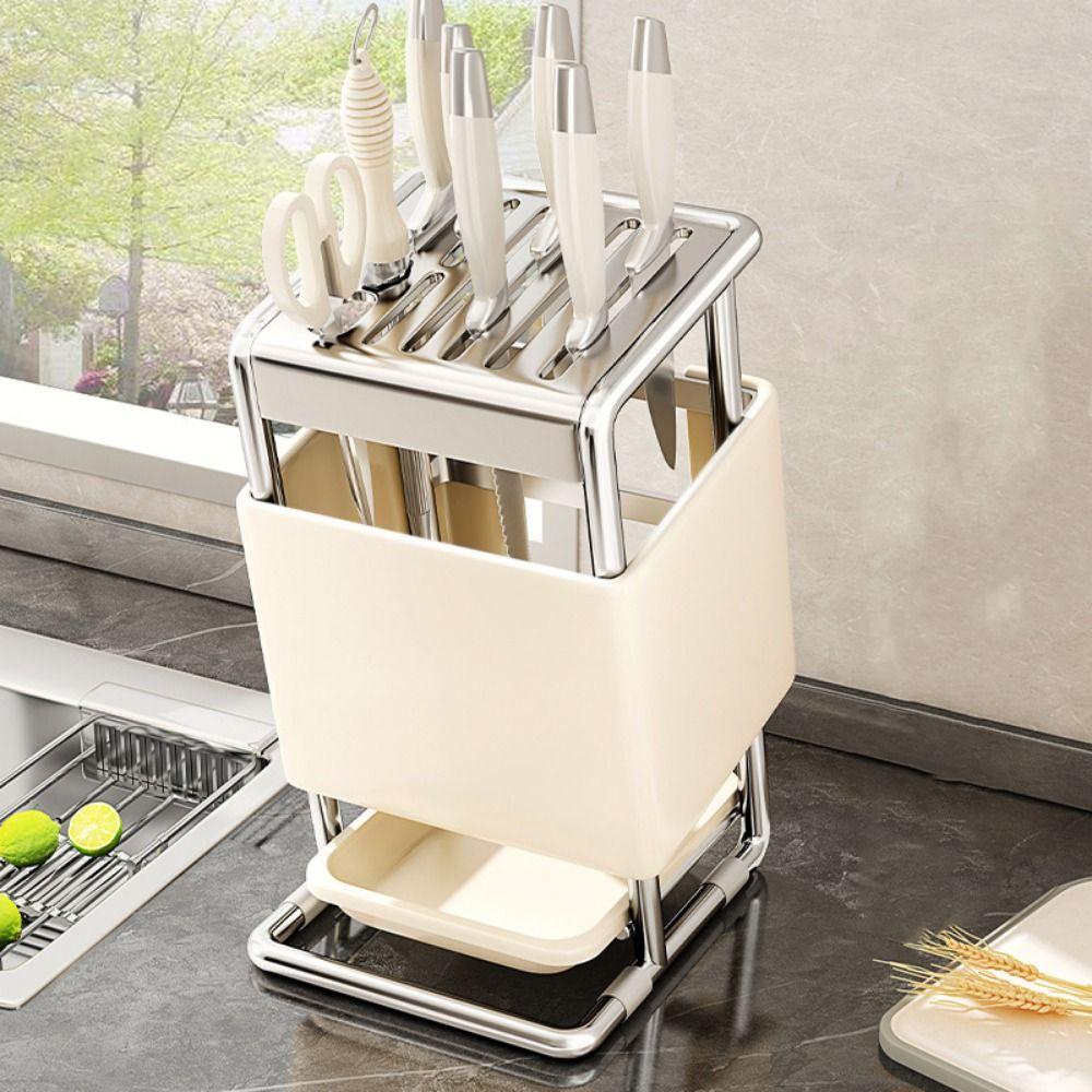 Stable Stainless Steel Knives Holder Large Capacity Cutlery Organizer  Kitchenware