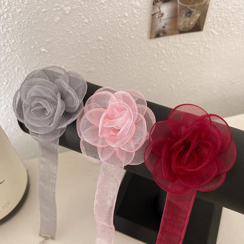 Organza Necklace Women Lace Neckline Flower Rose Necklace Party Sexy Jewelry