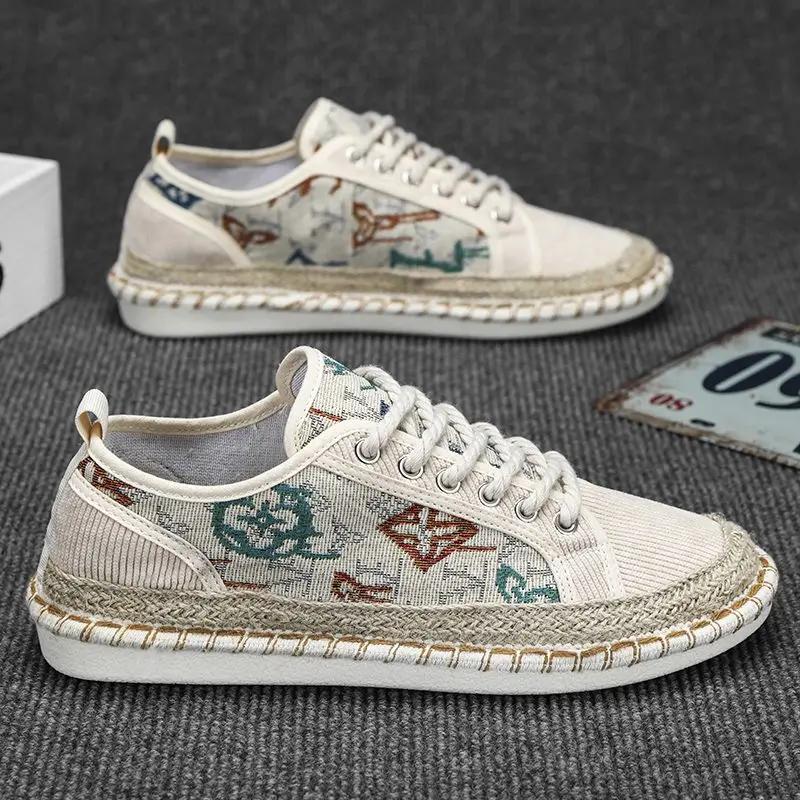 Эспадрильи Мужская обувь Мода 2024 Плоские кроссовки Дышащие Размер 45 Элегантная повседневная обувь для мужчин Корейский стиль Предложение Обувь 44