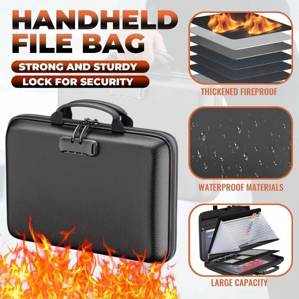 with Pocket Fireproof Document Box Waterproof Accordion File Folder  Card