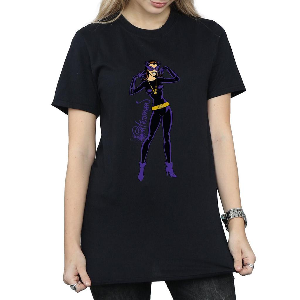 DC Comics Womens/Ladies Catwoman Happy Pose Cotton Boyfriend T-Shirt