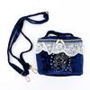 Ado Mizumori Lace and Velour 2-way Vanity Bag Navy
