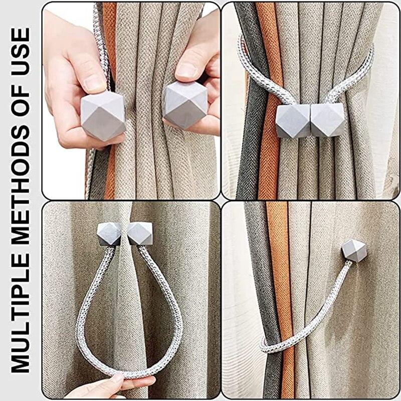 2 Pcs Curtain Tieback Multifaceted Ball Magnetic Curtains Buckle Tie Backs Shower Curtain Holder Wall Balls Home Room Accessorie