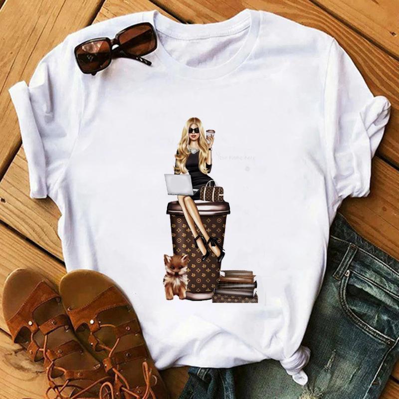 Футболка с модным принтом Kawaii Melanin T Shirt Women Funny Black African Curvy Hair Girl Graphic Tees Aesthetic T Shirt Female Unisex