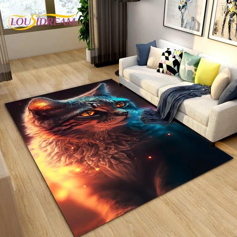 3D мультяшный ковер с милым котом, ковер для дома, гостиной, детской спальни, дивана, коврик для двери, декор, кухонный нескользящий коврик