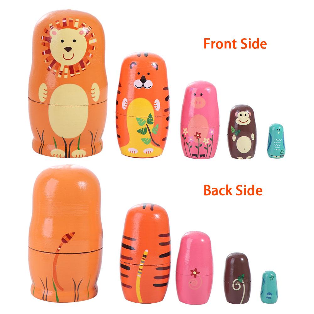 Animals Pattern Matryoshka Doll Toys Wooden Stacking Dolls Home Decor Nesting Dolls Decor Crafts