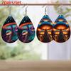 Colorful Glowing Large Mushroom Pattern PU Leather Earrings for Women Fantasy Fashion Earrings for Festival Party Banquets and Daily Wearing