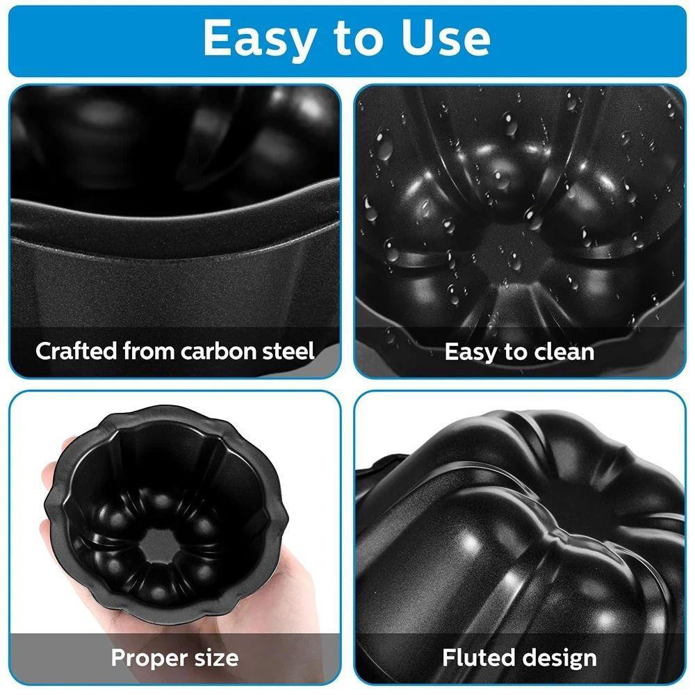 4 Pcs Nonstick Fluted Cake Mold 4 Inch Muffin Cups Easy to Clean Oven Baking Mold  Cupcake