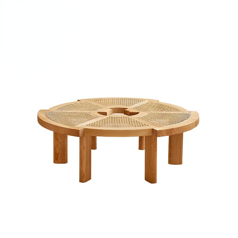 Чайный столик из ротанга из цельного дерева, небольшая квартира, простой, современный, креативный, гостиная, бытовая, тихий, круглый, низкий столик