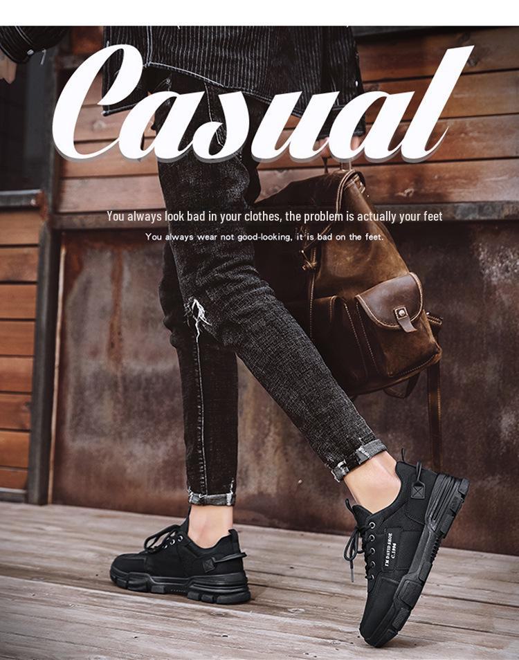 Легкие мужские рабочие кроссовки черного цвета: Износостойкая, дышащая, нескользящая, повседневная обувь для отдыха на открытом воздухе