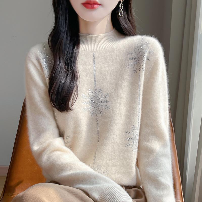 Женский кашемировый свитер Qinghe Cashmere 30% кашемир 70% шерсть Осень и Зима Пуловер Теплый и Модный