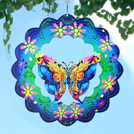 3D Animal Wind Spinner Decoration with Hook Indoor Outdoor Garden Yard Porch Colorful Turtle Butterfly Rooster Dragonfly Flower Wind Chime Hanging