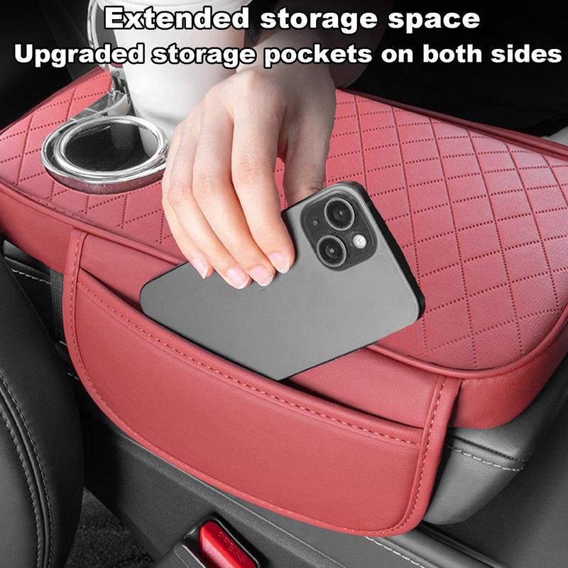 Auto Center Console Armrest Pillow Waterproof Car Armrest Arm Rest With Cup Holder PU Leather Armrest Pillow Armrest Cushion