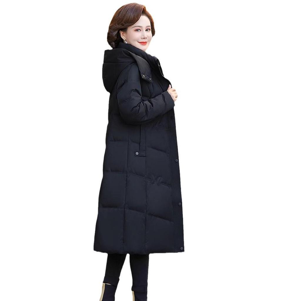 Брендовая женская длинная куртка из натурального гусиного пуха - Супертолстое зимнее пальто для женщин среднего и пожилого возраста.