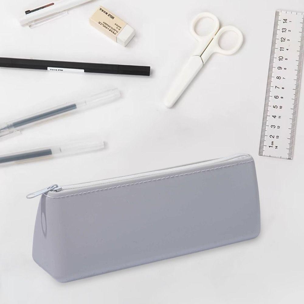 Silicone Stationery Storage Bag Zipper Stationery Organizer New Pen Bag  Gift
