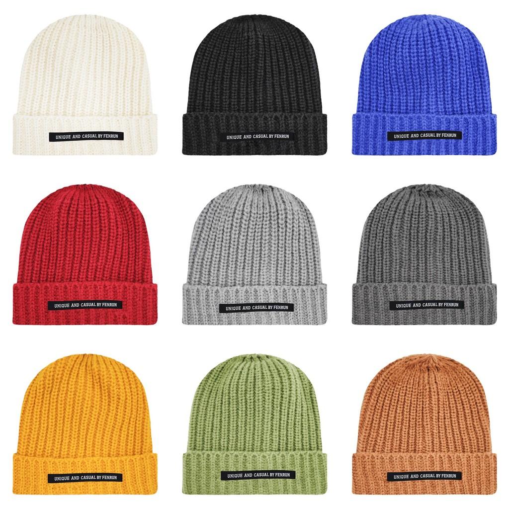Casual Unique And By Fenrun Letter Print Knitted Hat Thick Striped Cap Warm