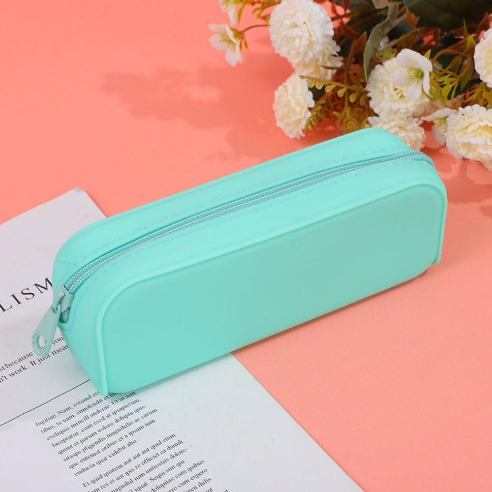 Large Capacity Pen Bag Silicone Stationery Bag Creative Pencil Case Student