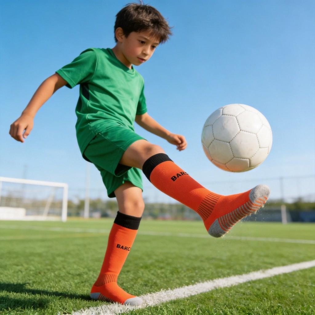 Fc Barcelona Soccer Socks High Cut Breathable Antislip Cushioning Kids Teens Training Sports Stockings