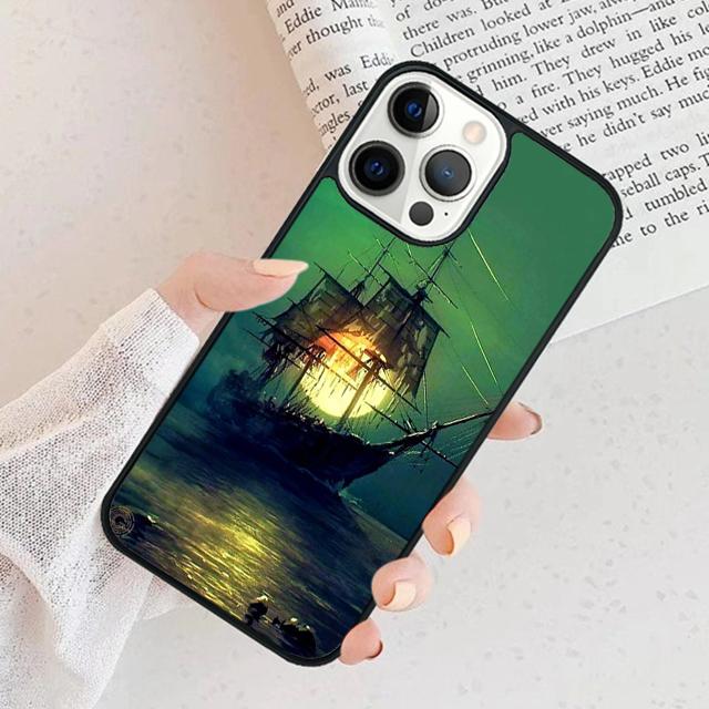 Чехол для телефона 'Пиратский корабль в море' Для iPhone 17 Air 15 16 Чехол 11 13 14 Pro Max 12 Plus Max Fundas
